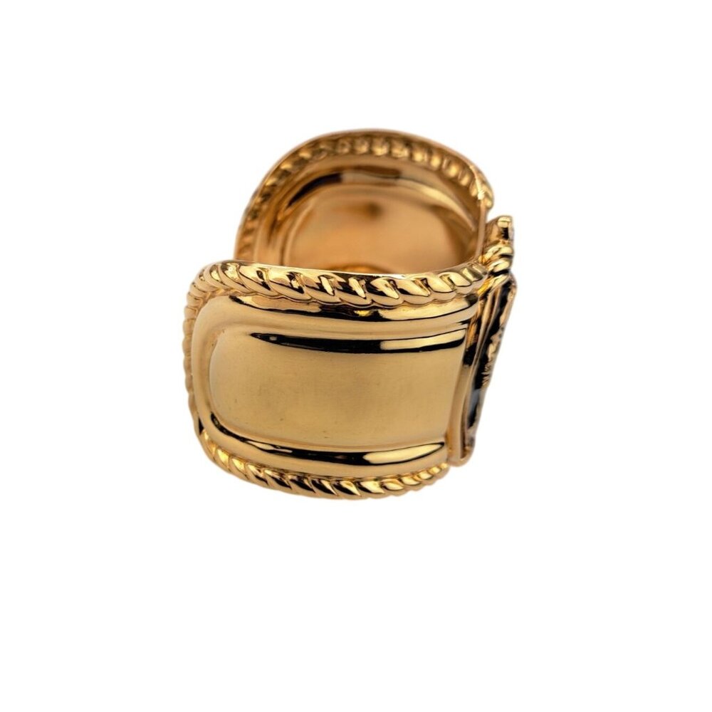Vintage Coreen Simpson Gold Tone Black Cameo Avon Regal Beauty Cuff Bracelet - Picture 8 of 13